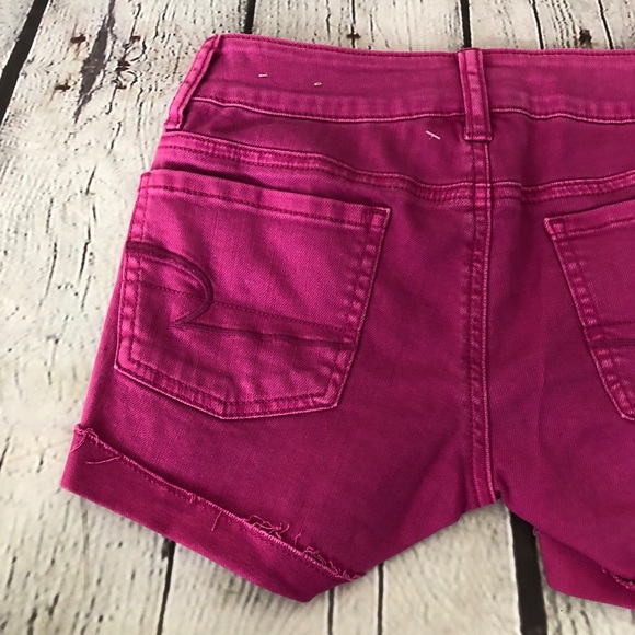 American Eagle Hot Pink Denim Jean Shorts Size 00 - Picture 5 of 10